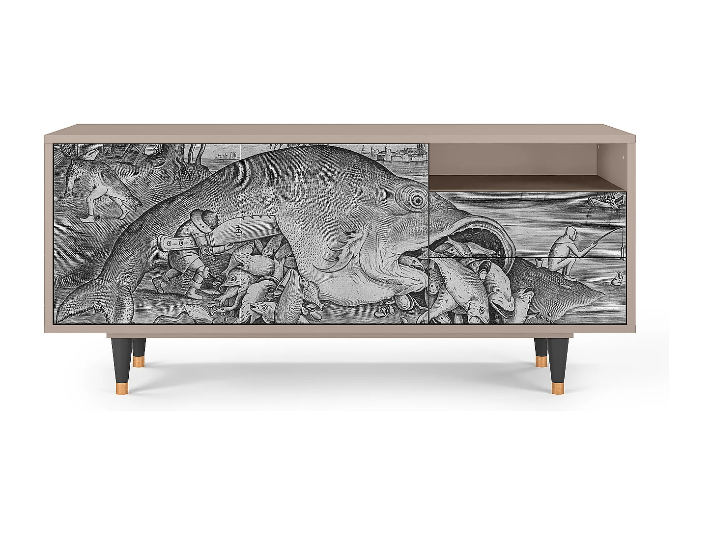 Mueble de TV - 125х56х41 cm - T7 - Big Fish Eat Little, Latte