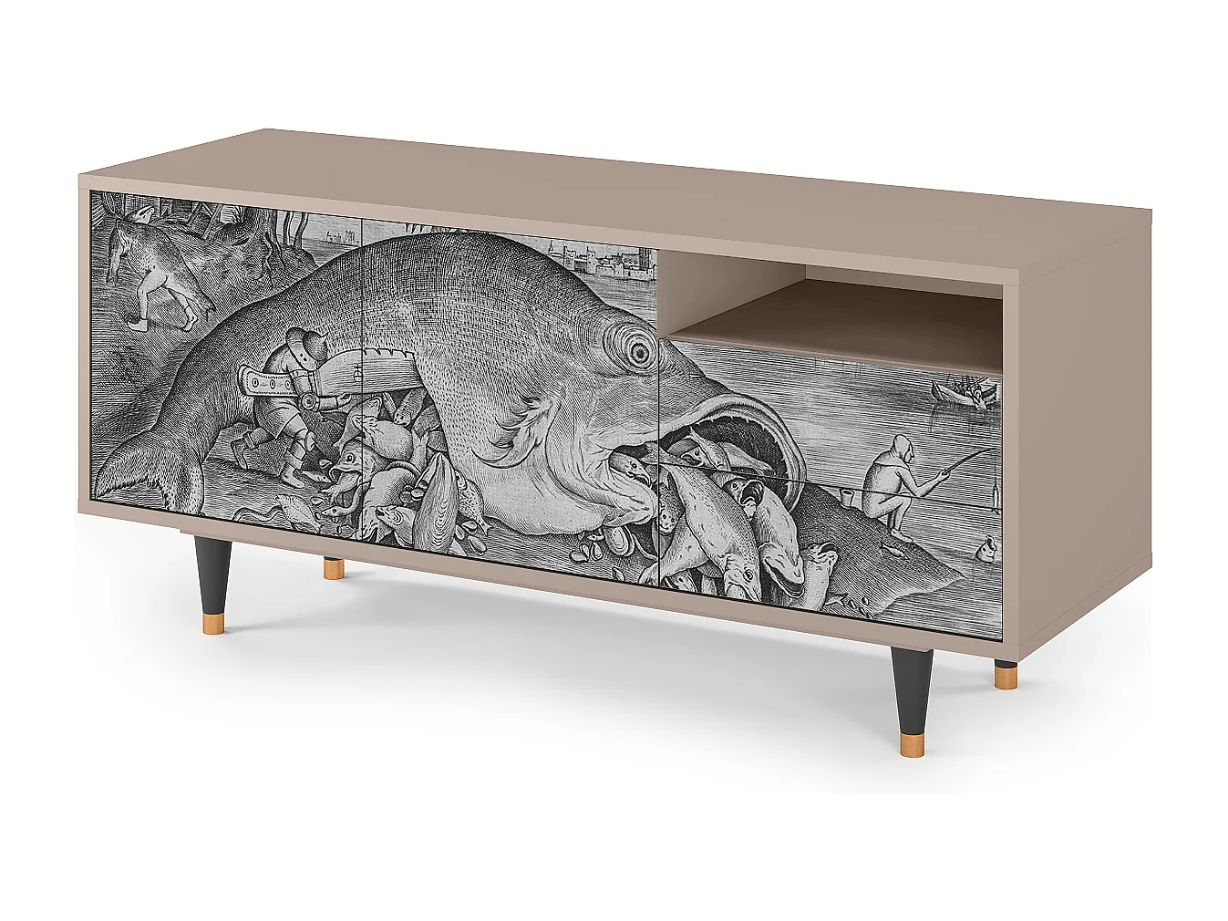 Meuble TV - 125х56х41 cm - T7 - Big Fish Eat Little, Latte