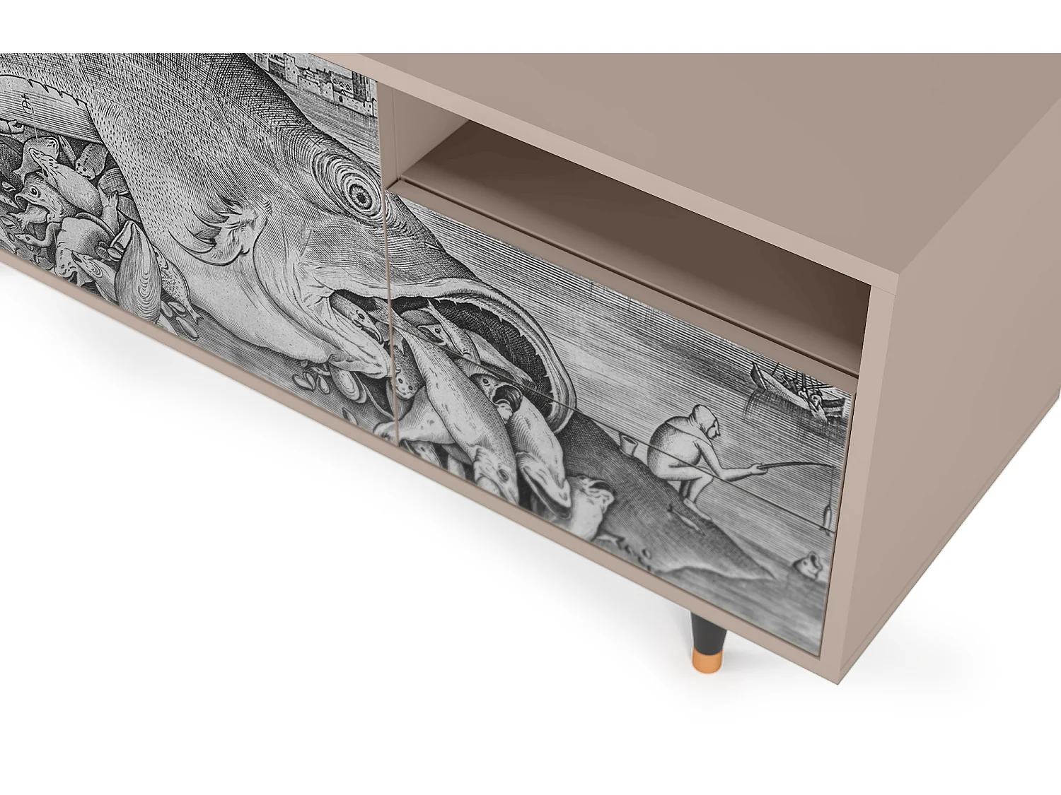 Meuble TV - 125х56х41 cm - T7 - Big Fish Eat Little, Latte