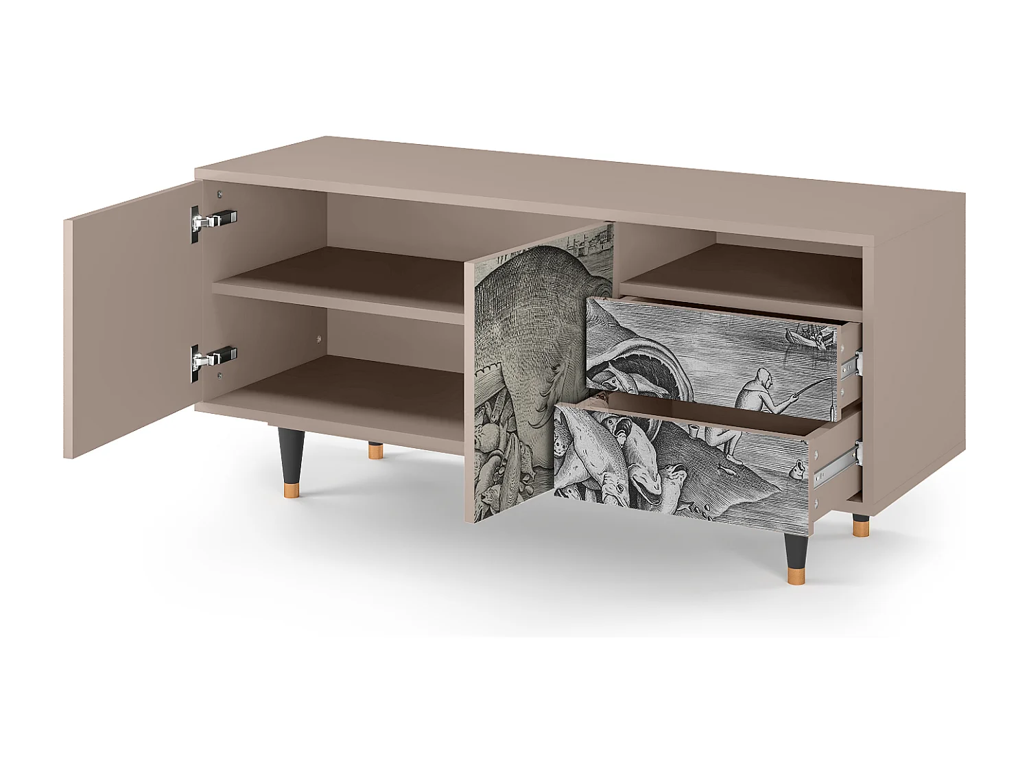 Meuble TV - 125х56х41 cm - T7 - Big Fish Eat Little, Latte