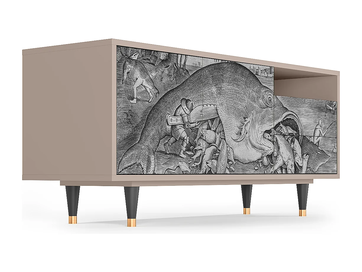 Meuble TV - 125х56х41 cm - T7 - Big Fish Eat Little, Latte