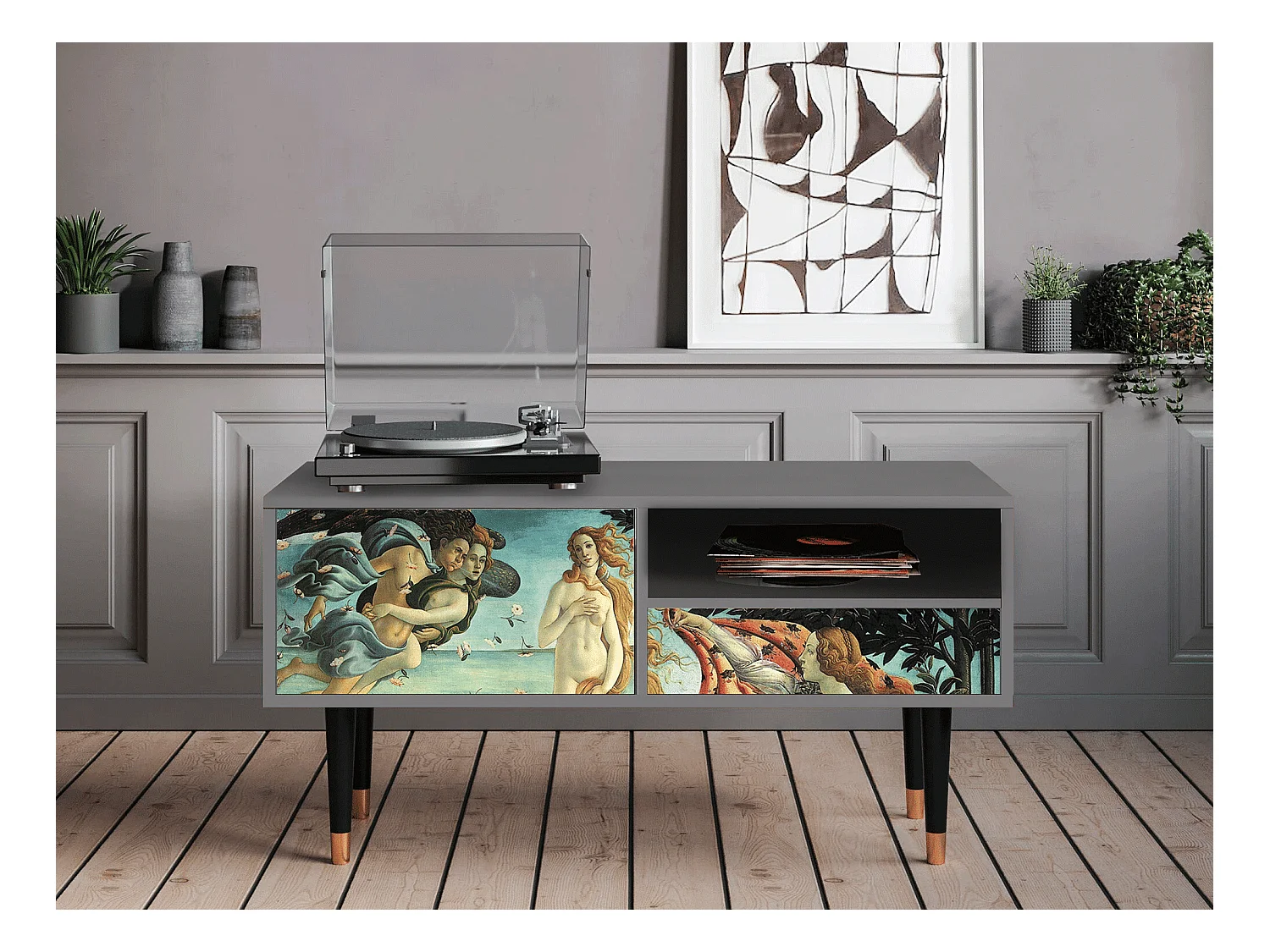 Meuble TV - 115х59х48 cm - T3 - The Birth of Venus, Gris