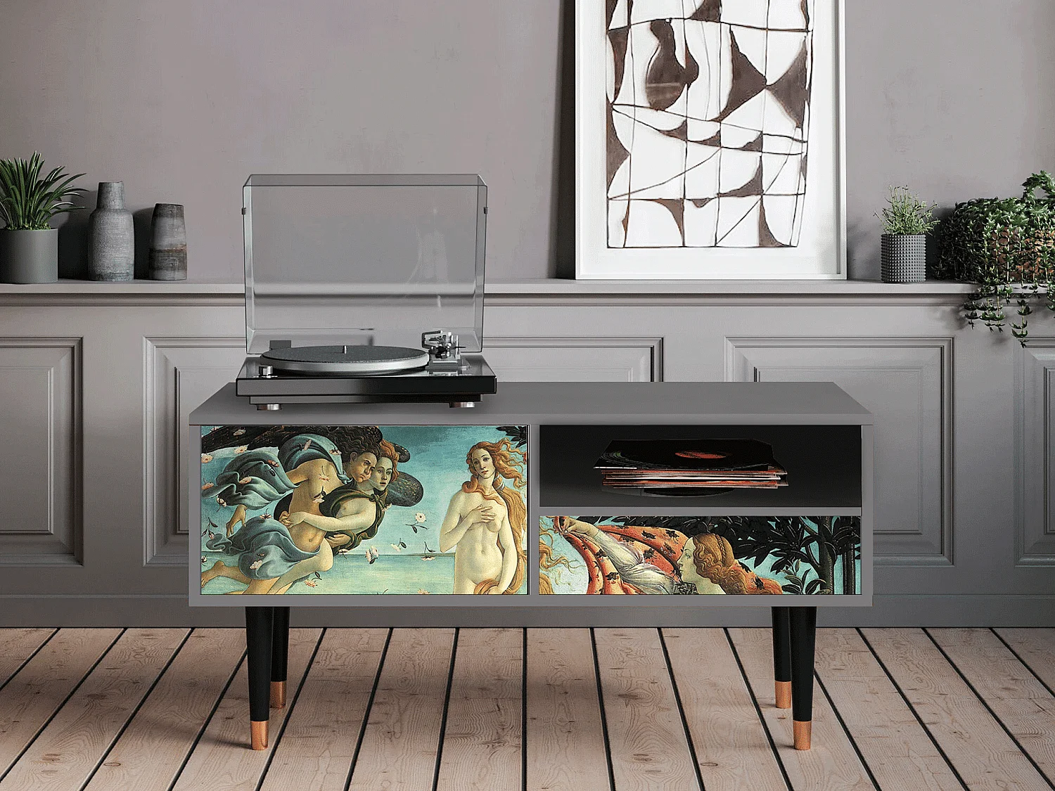 Meuble TV - 115х59х48 cm - T3 - The Birth of Venus, Gris