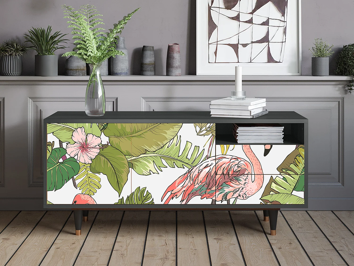 TV-Möbel - 125х56х41 cm - T7 - Sweet Flamingo, Anthrazit