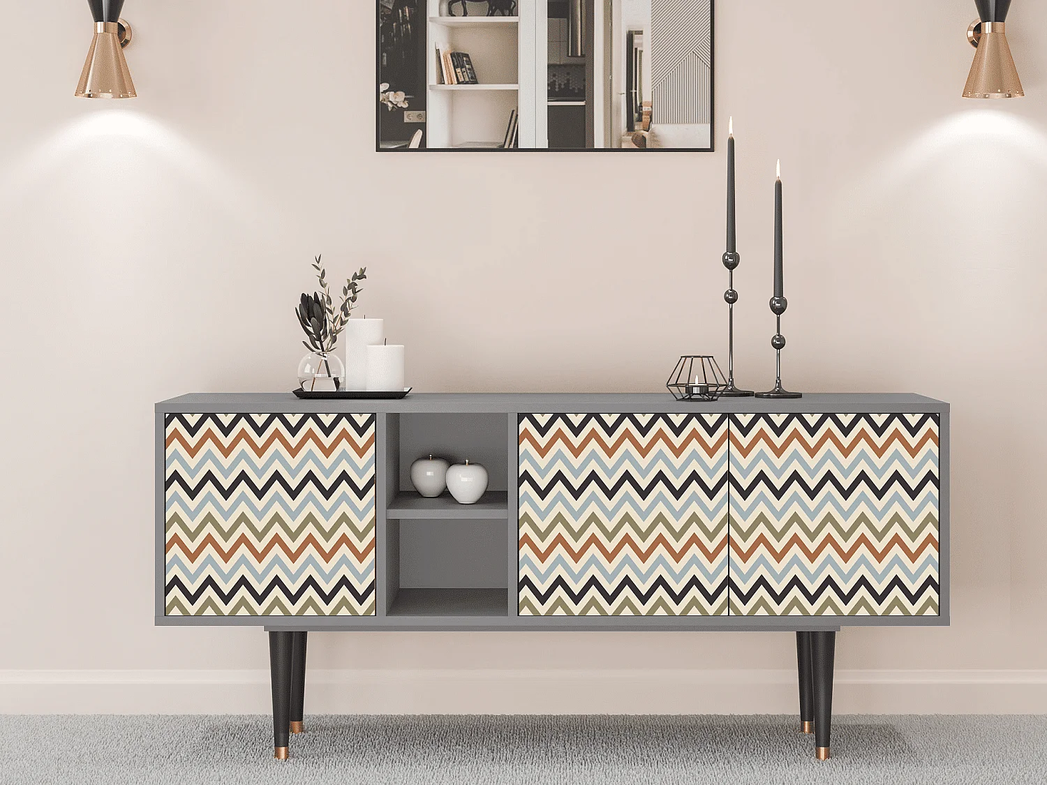 Mobile TV - 150х69х41 cm - T5 - Bright Ripple, Grigio