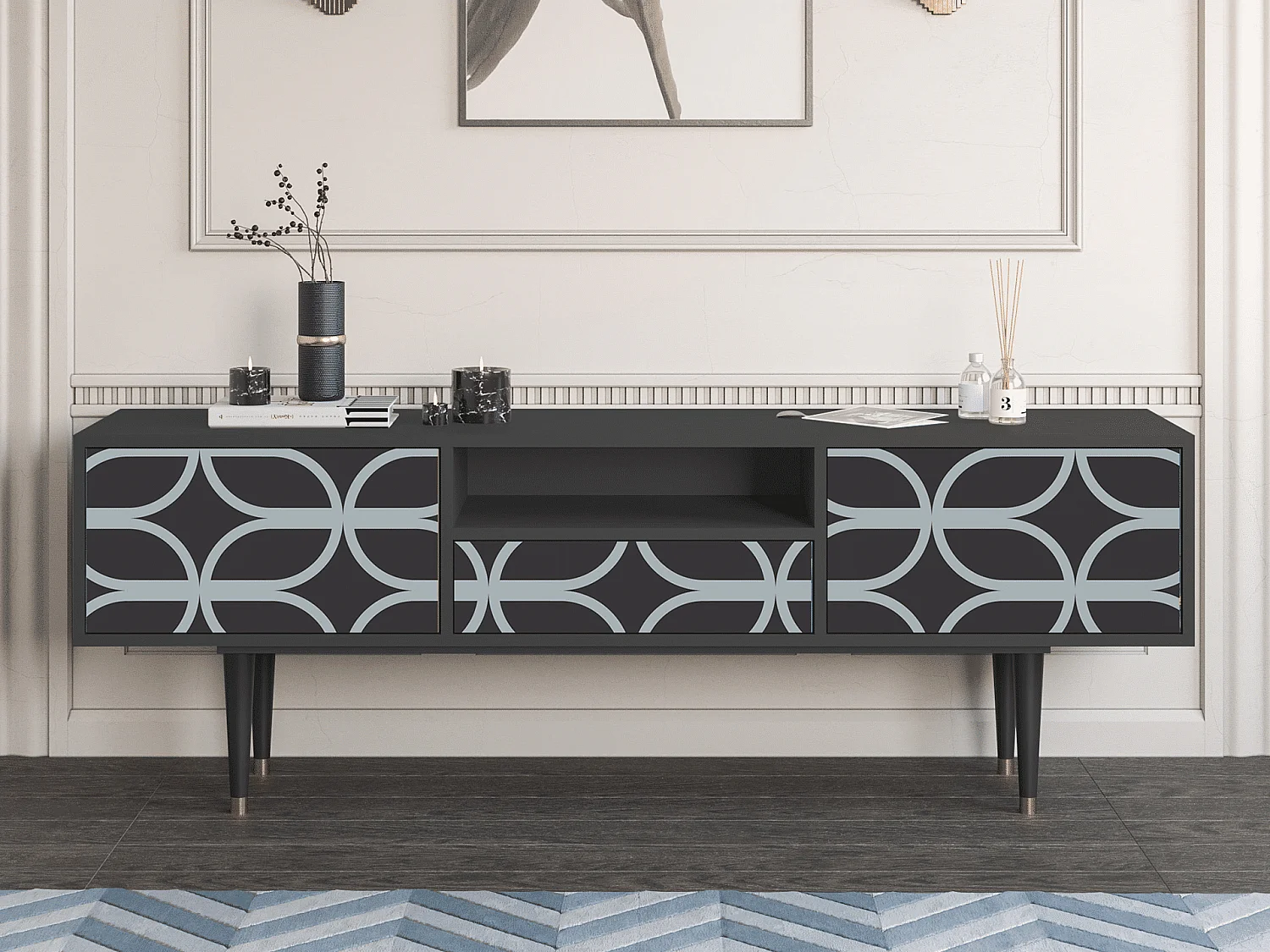 Meuble TV - 170х59х41 cm - T6 - Braided Blue, Anthracite