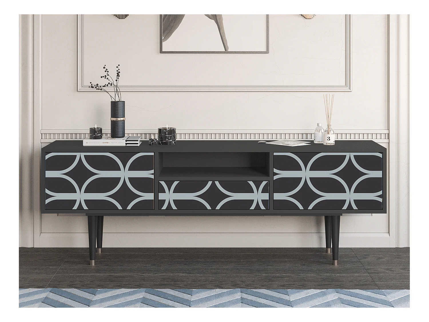 Meuble TV - 170х59х41 cm - T6 - Braided Blue, Anthracite