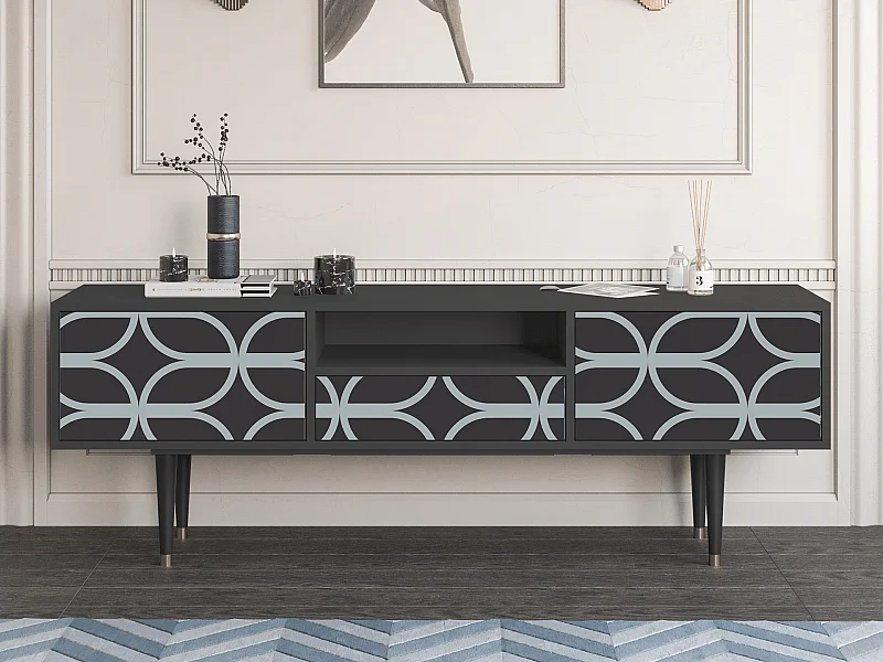 Szafka RTV - 170х59х41 cm - T6 - Braided Blue, Antracyt