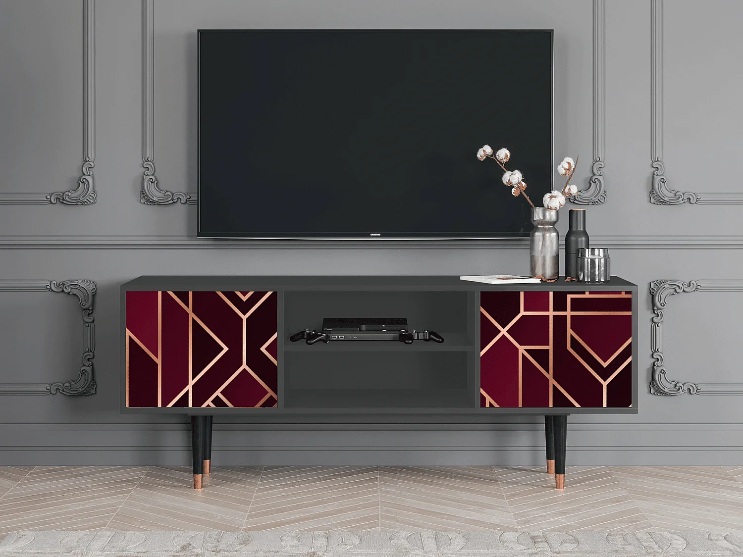 TV-Möbel - 170х69х48 cm - T2 - Burgundy Jewelery, Anthrazit
