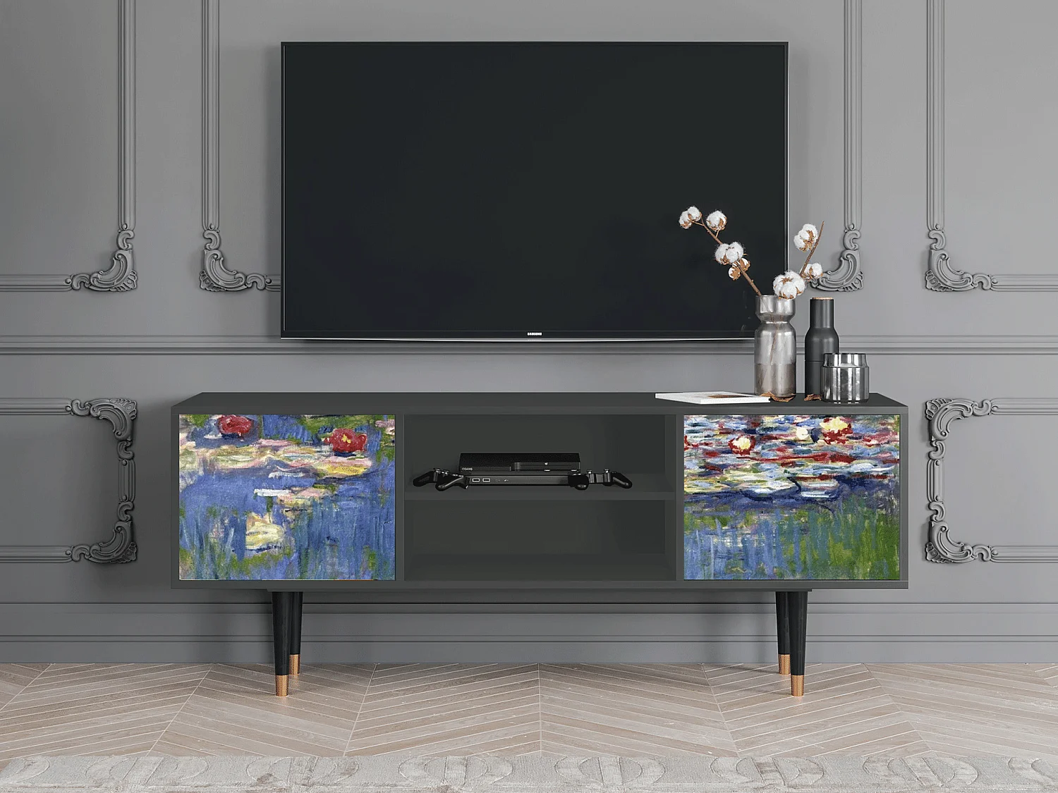 Meuble TV - 170х69х48 cm - T2 - The water lily pond  , Anthracite