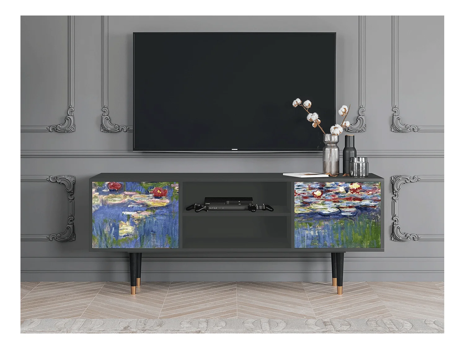 TV-Möbel - 170х69х48 cm - T2 - The water lily pond  , Anthrazit