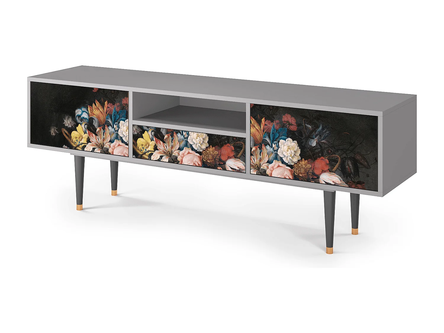 Mueble de TV - 170х59х41 cm - T6 - Still Life with Flowers, Gris