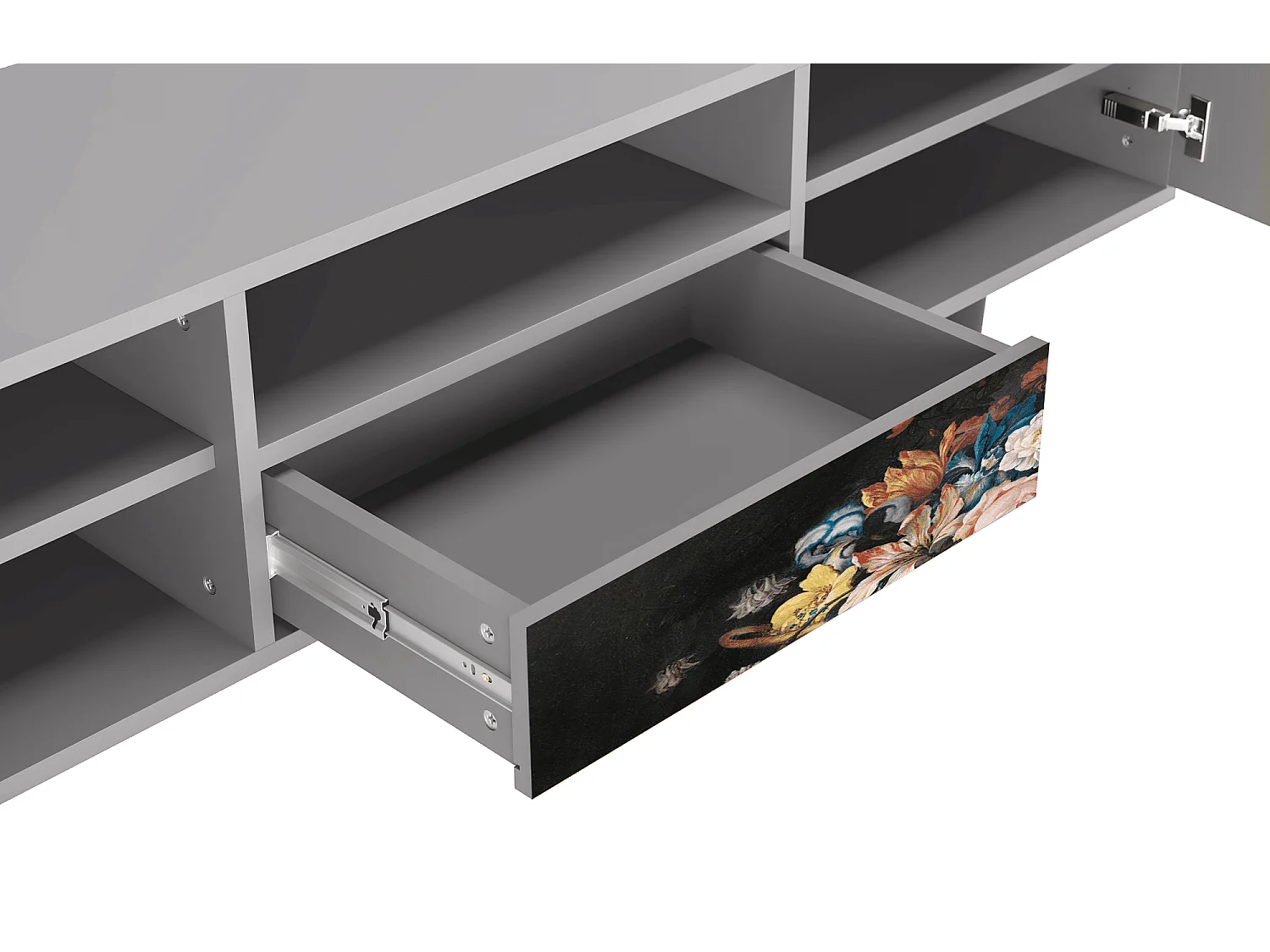 Mueble de TV - 170х59х41 cm - T6 - Still Life with Flowers, Gris