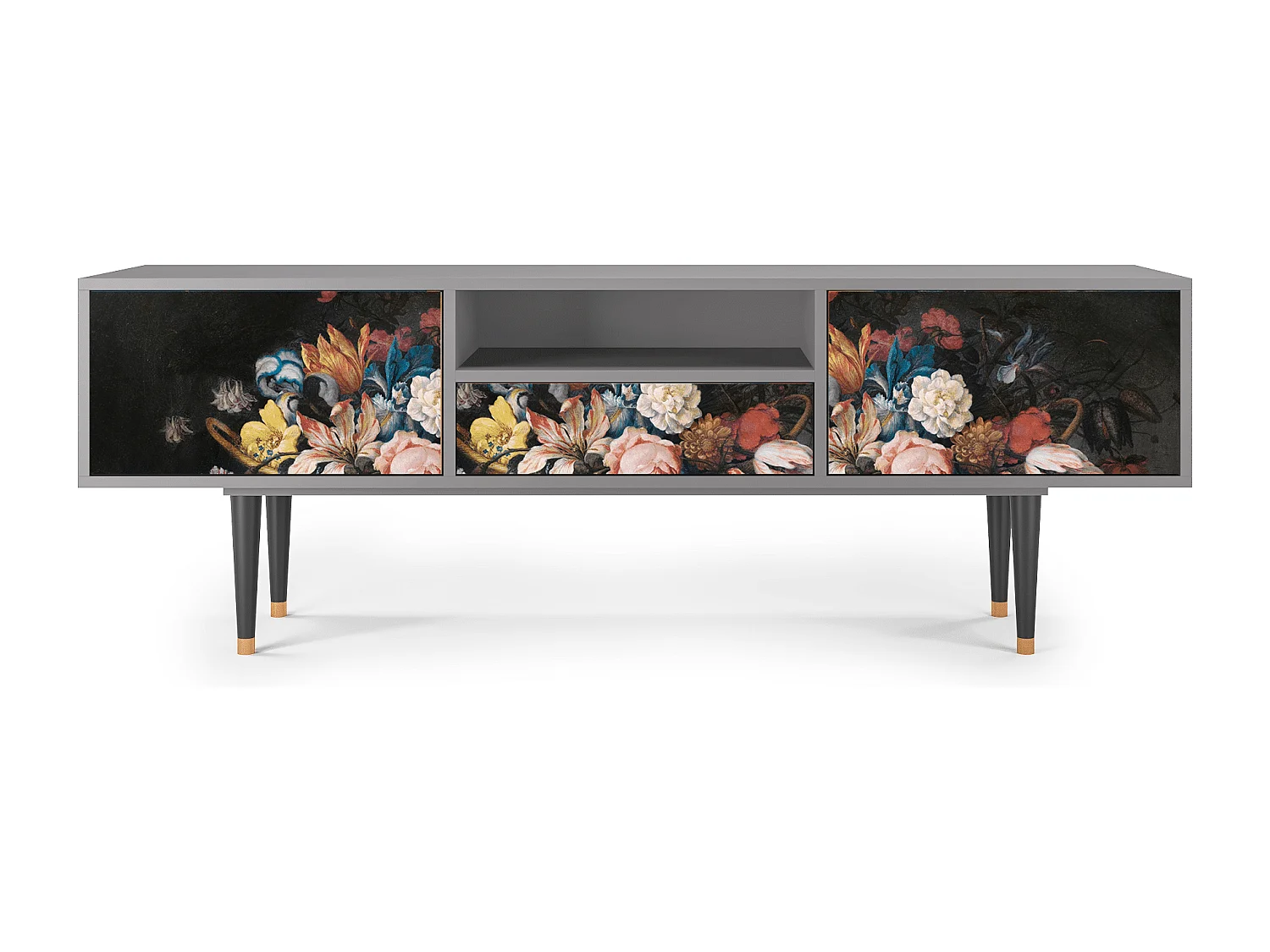 Meuble TV - 170х59х41 cm - T6 - Still Life with Flowers, Gris