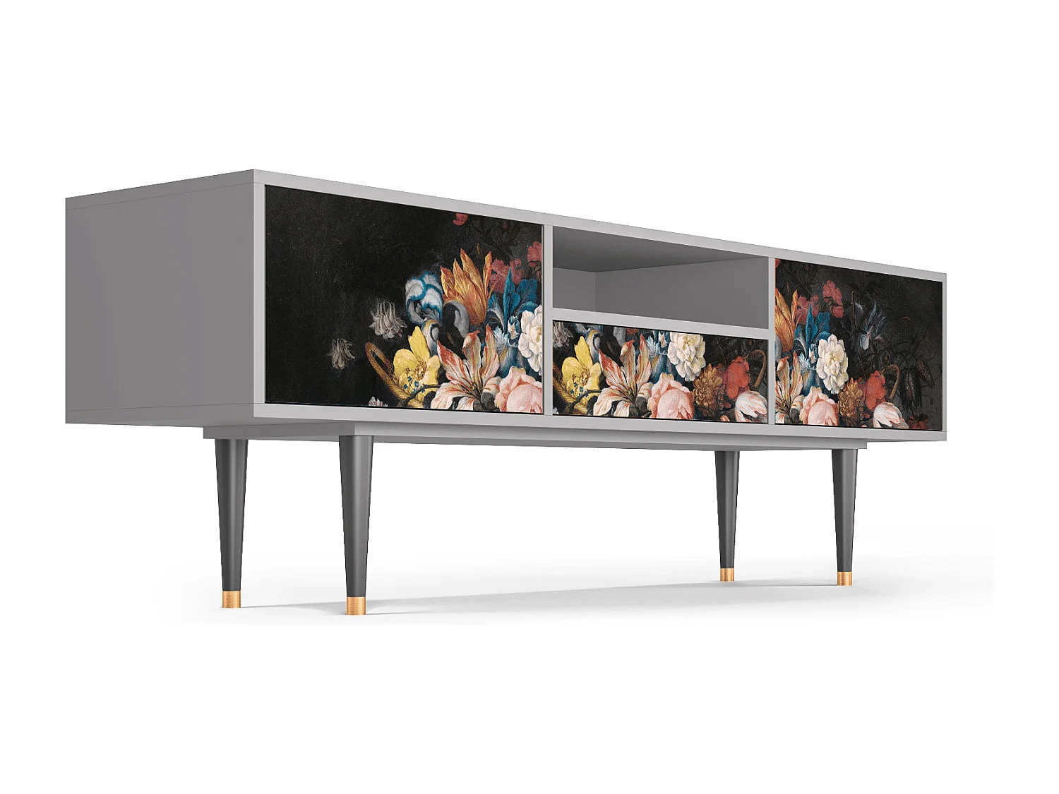 Mobile TV - 170х59х41 cm - T6 - Still Life with Flowers, Grigio