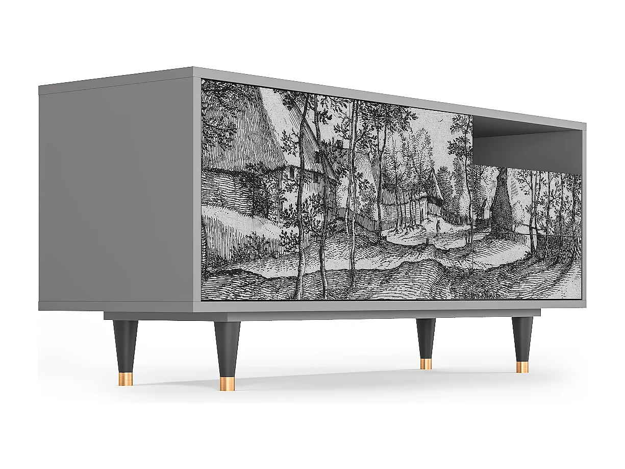 Meuble TV - 125х56х41 cm - T7 - Village Road, Gris