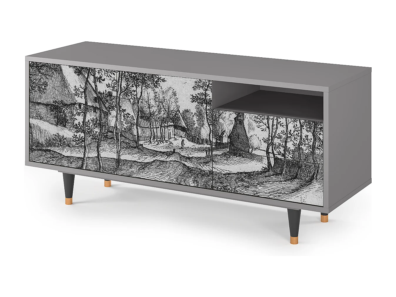 Meuble TV - 125х56х41 cm - T7 - Village Road, Gris