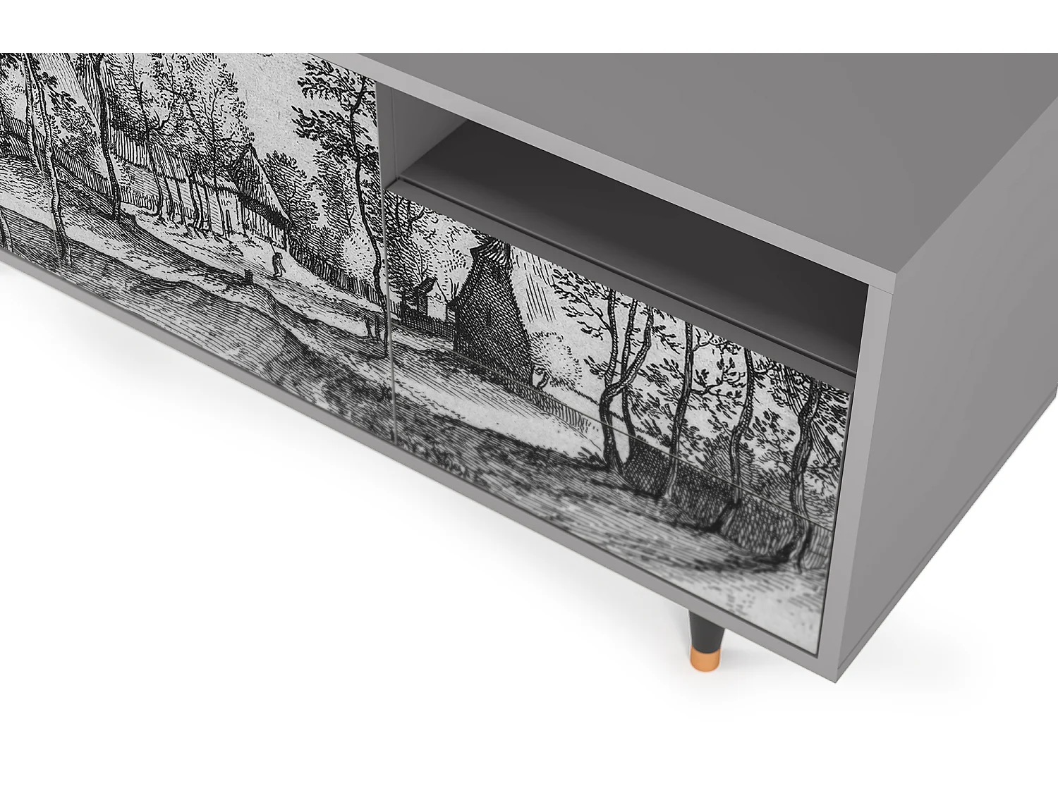 Meuble TV - 125х56х41 cm - T7 - Village Road, Gris