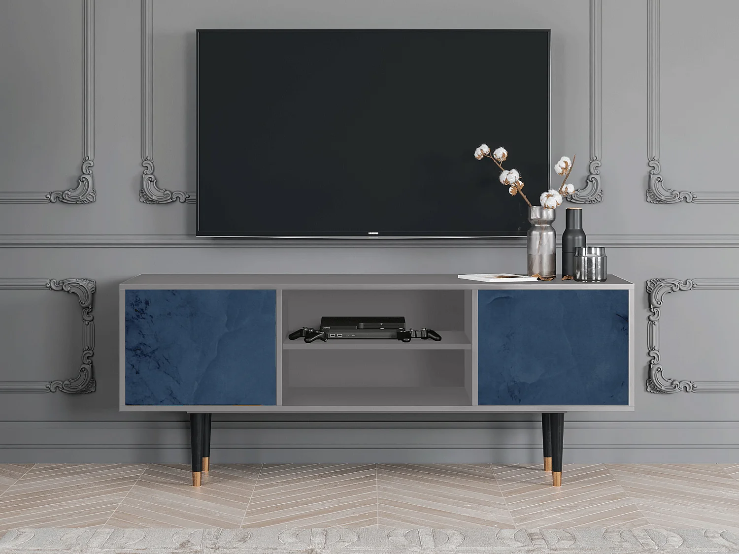 Meuble TV - 170х69х48 cm - T2 - Endless Galaxi, Gris