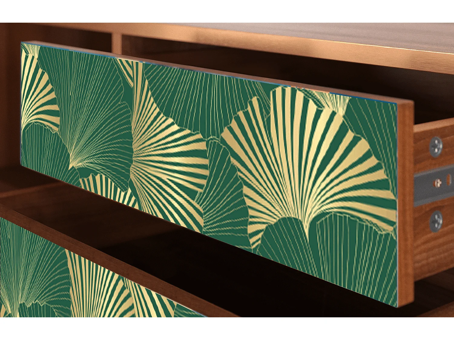 Mueble de TV - 170х59х48 cm - T4 - Gold Ginkgo, Nogal