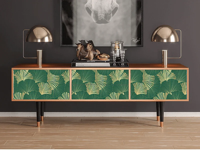 Szafka RTV - 170х59х48 cm - T4 - Gold Ginkgo, Orzech