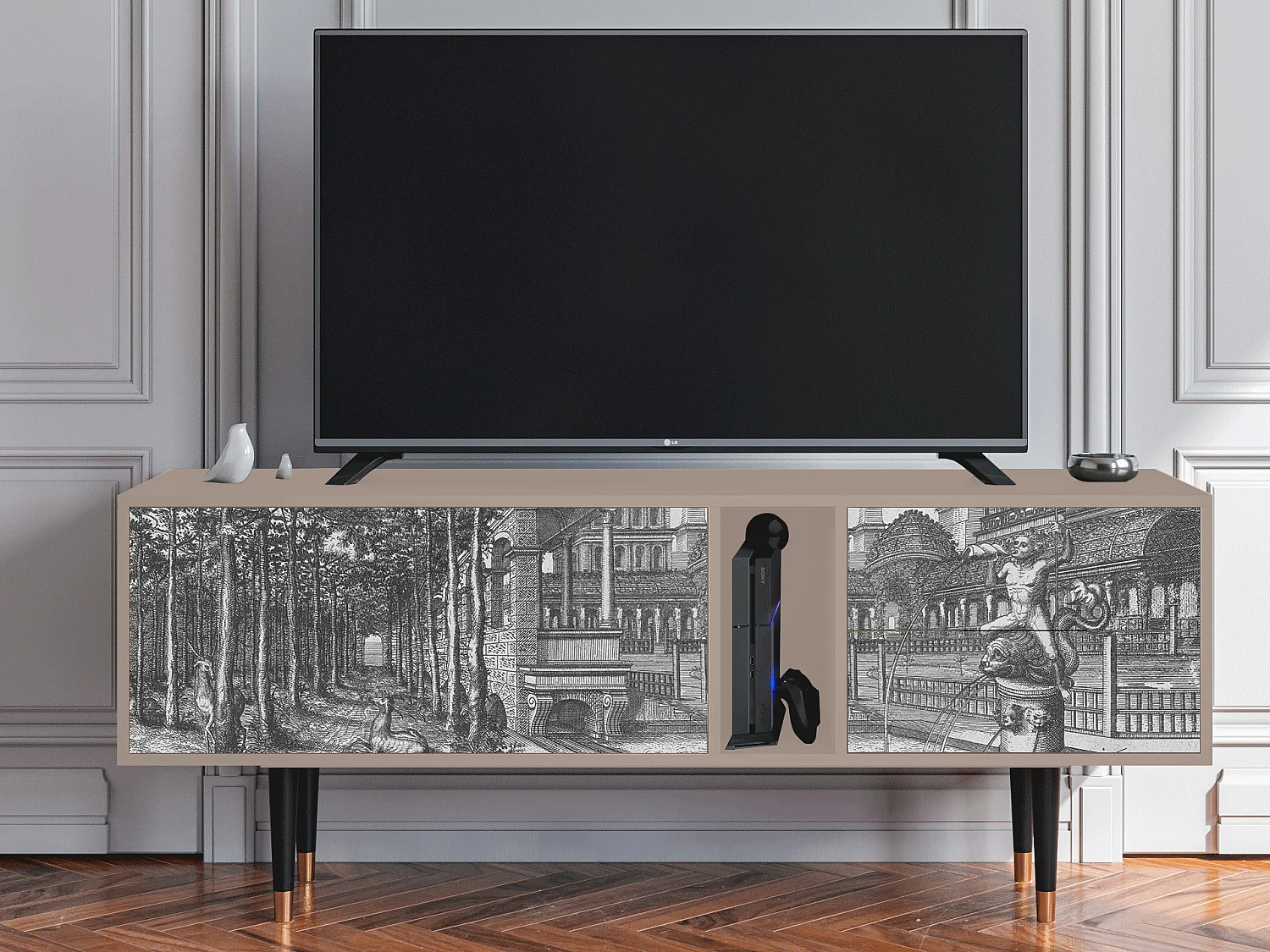 Meuble TV - 170х69х48 cm - T1 - View of the Piazza, Latte