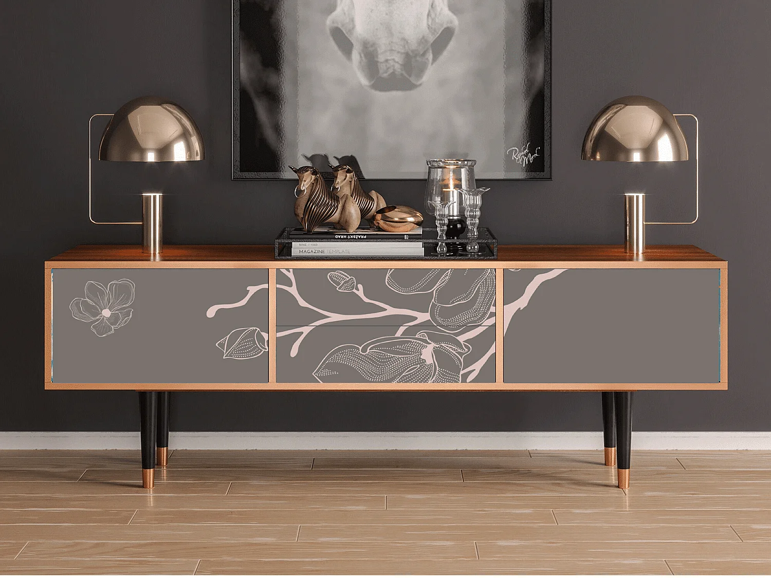 Meuble TV - 170х59х48 cm - T4 - Cherry Blossom, Noyer