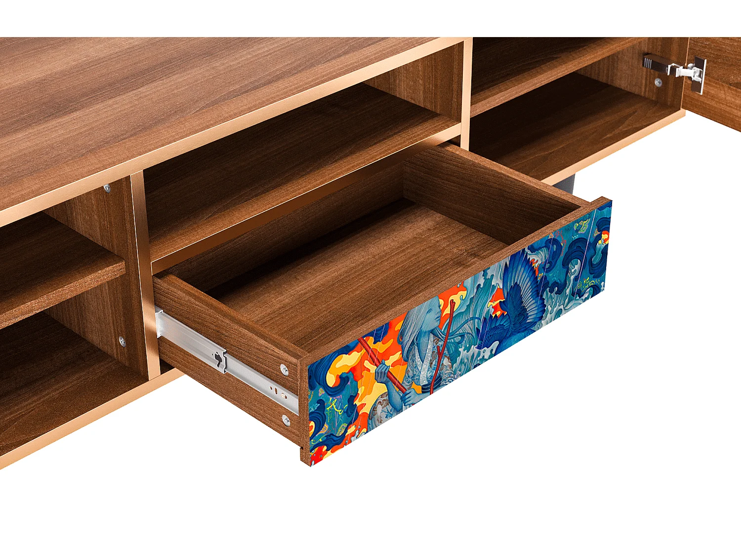 Mueble de TV - 170х59х41 cm - T6 - The Girl - James Jean, Nogal