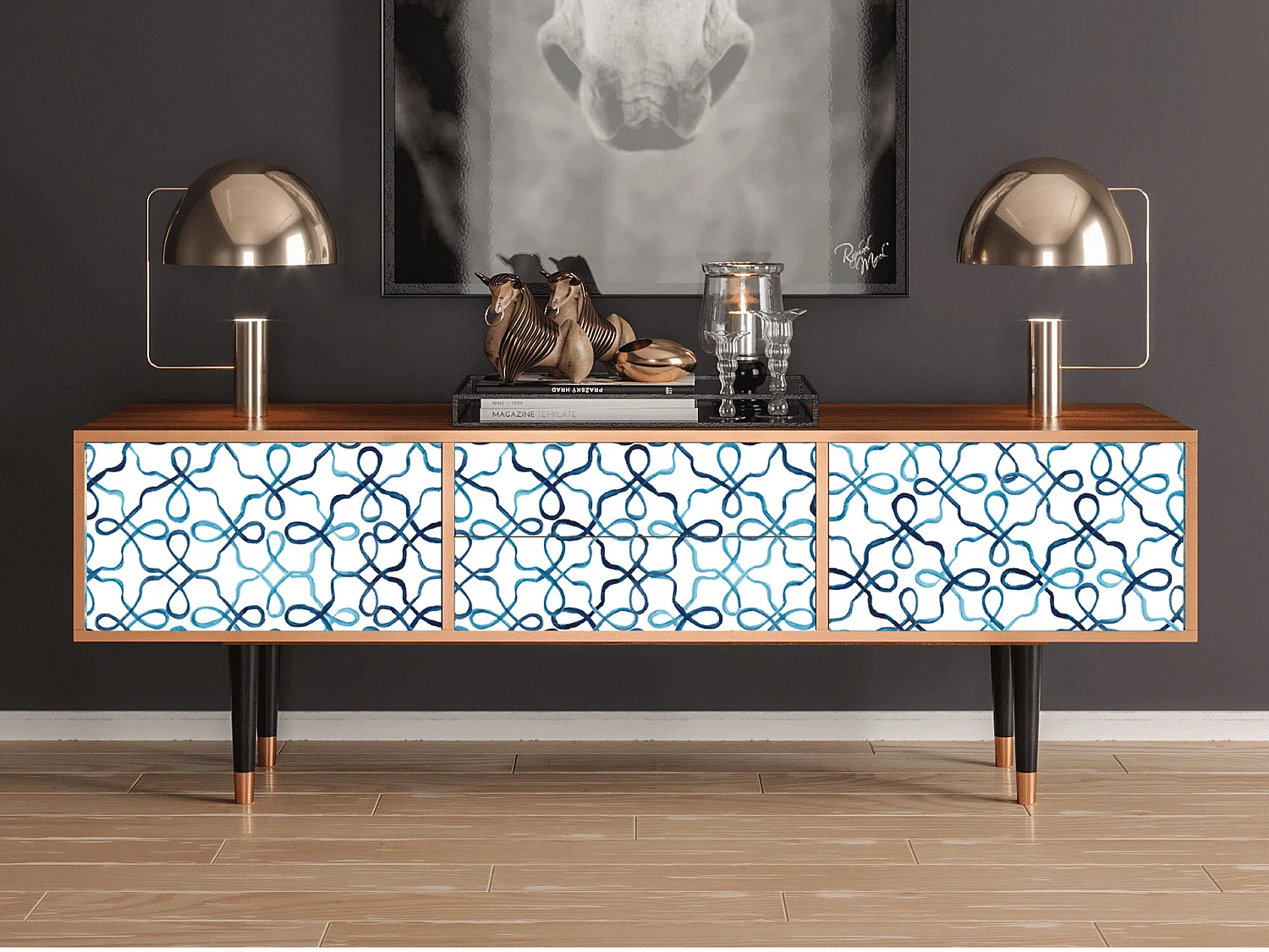 Mobile TV - 170х59х48 cm - T4 - Marine Strings, Noce