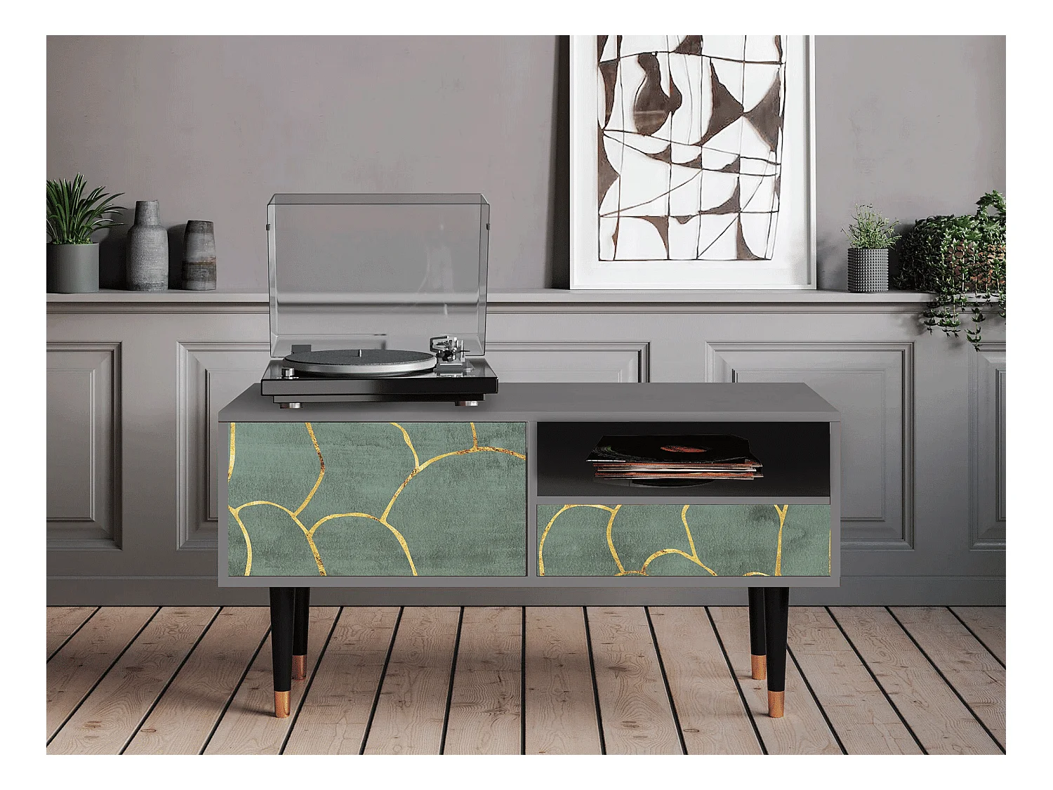 TV-Möbel - 115х59х48 cm - T3 - Magnificent Water Lily, Grau