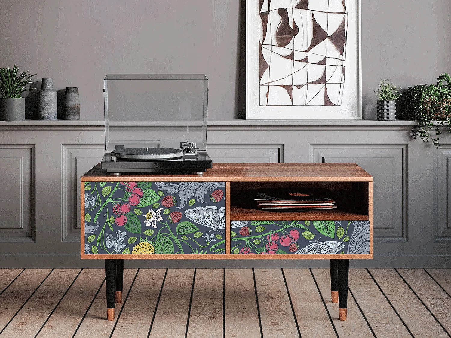 TV-Möbel - 115х59х48 cm - T3 - Summer Berries, Walnuss