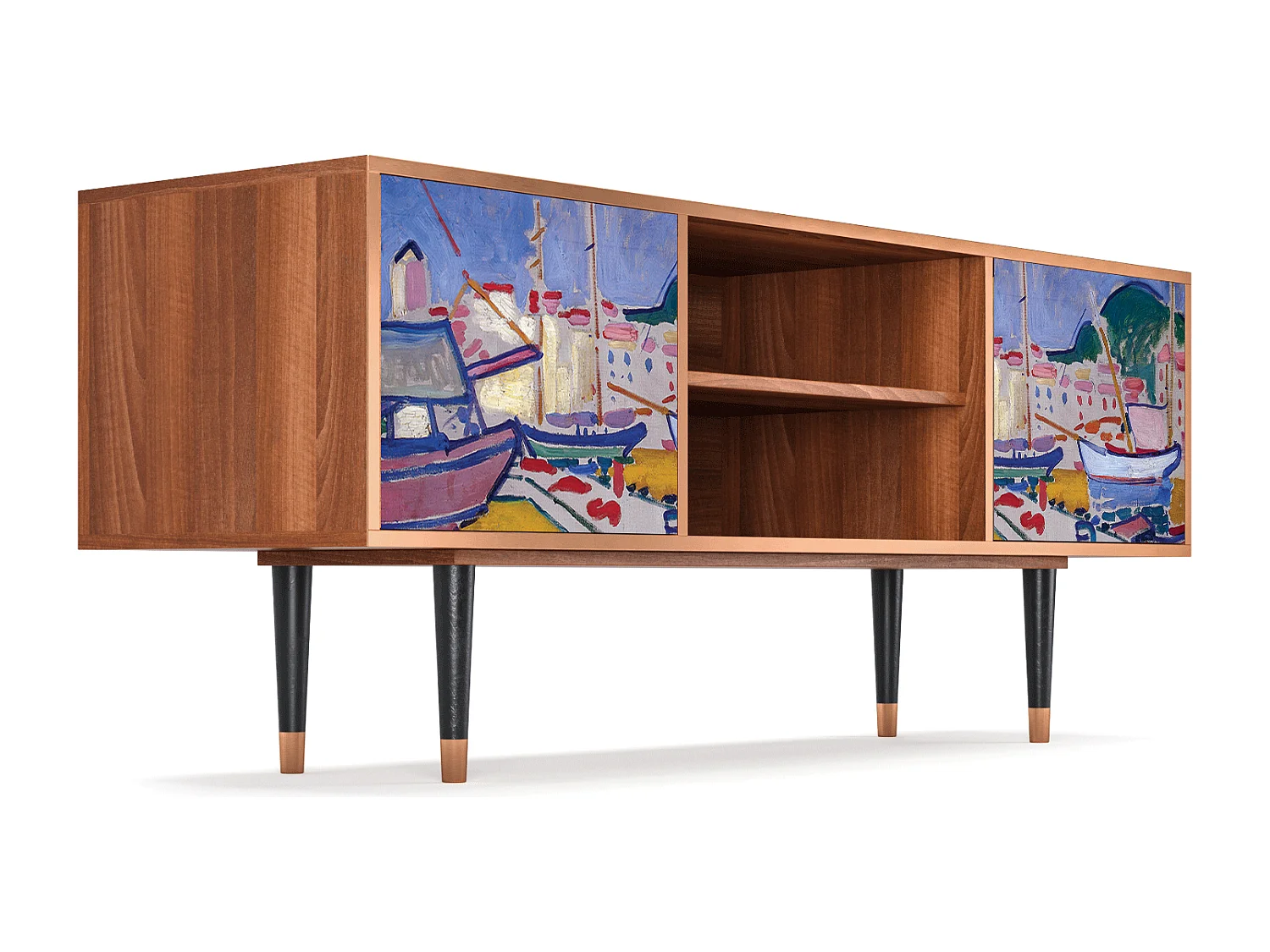 Szafka RTV - 170х69х48 cm - T2 - The Port of Collioure , Orzech