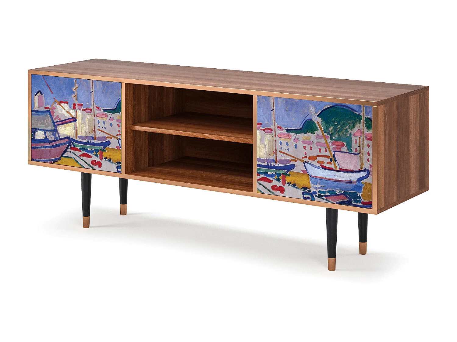 Szafka RTV - 170х69х48 cm - T2 - The Port of Collioure , Orzech