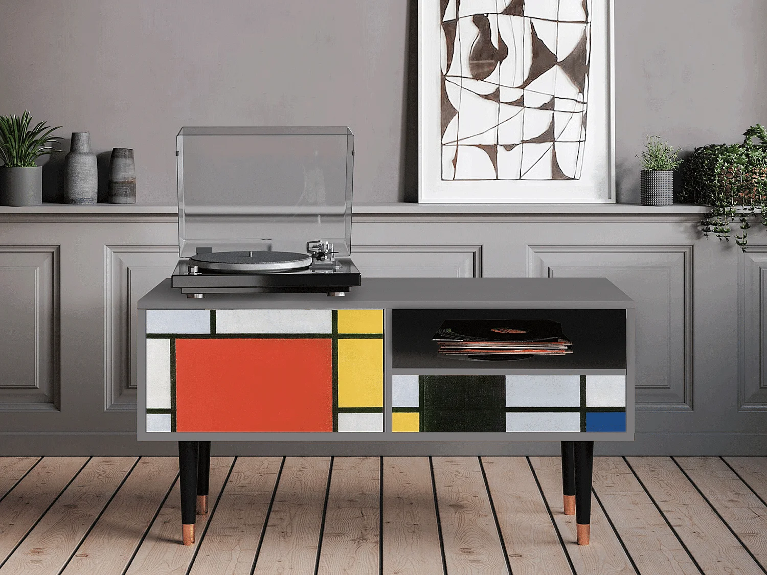 Meuble TV - 115х59х48 cm - T3 - Composition, Gris