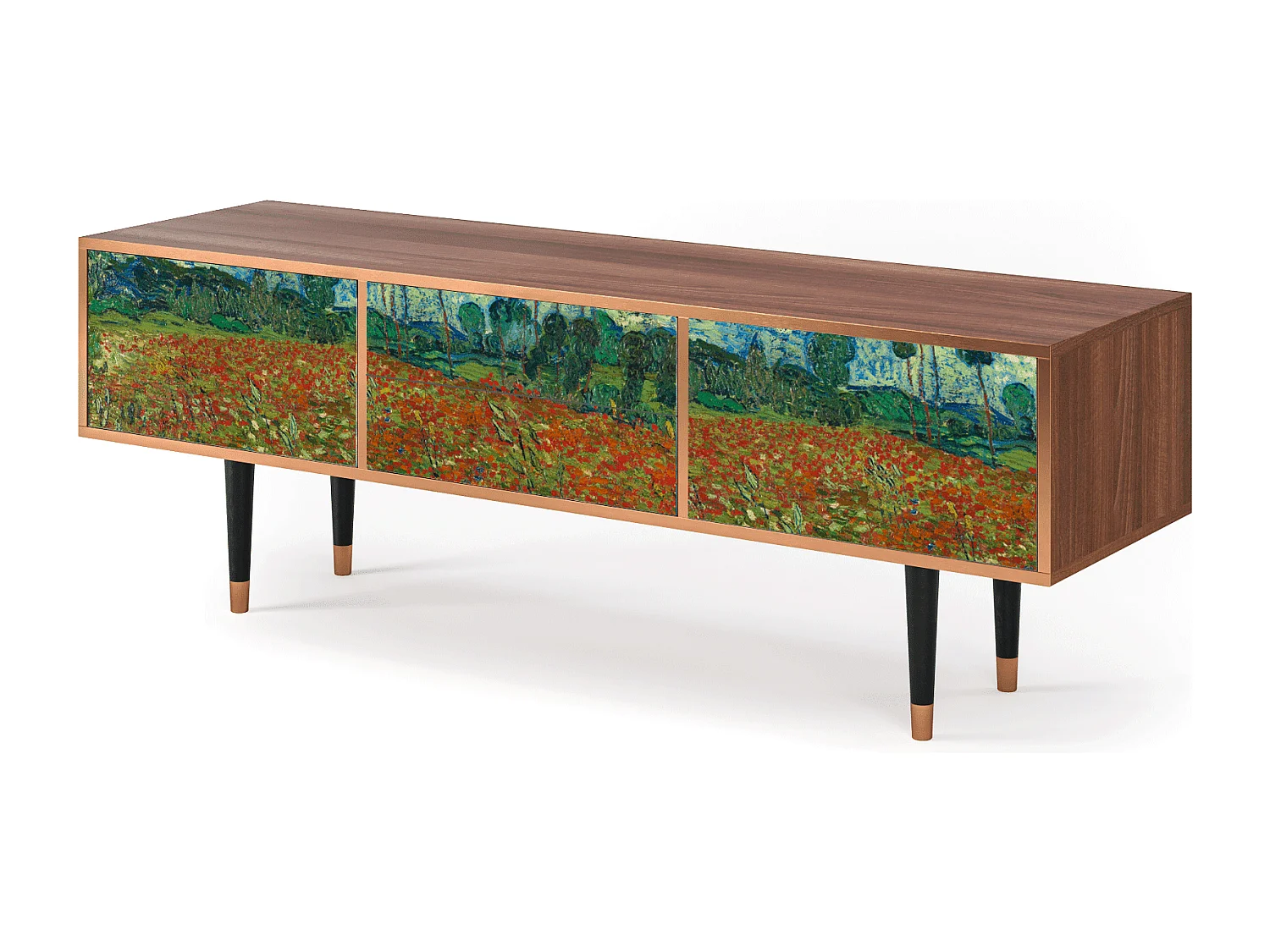 Szafka RTV - 170х59х48 cm - T4 - Poppy field by van Gogh, Orzech