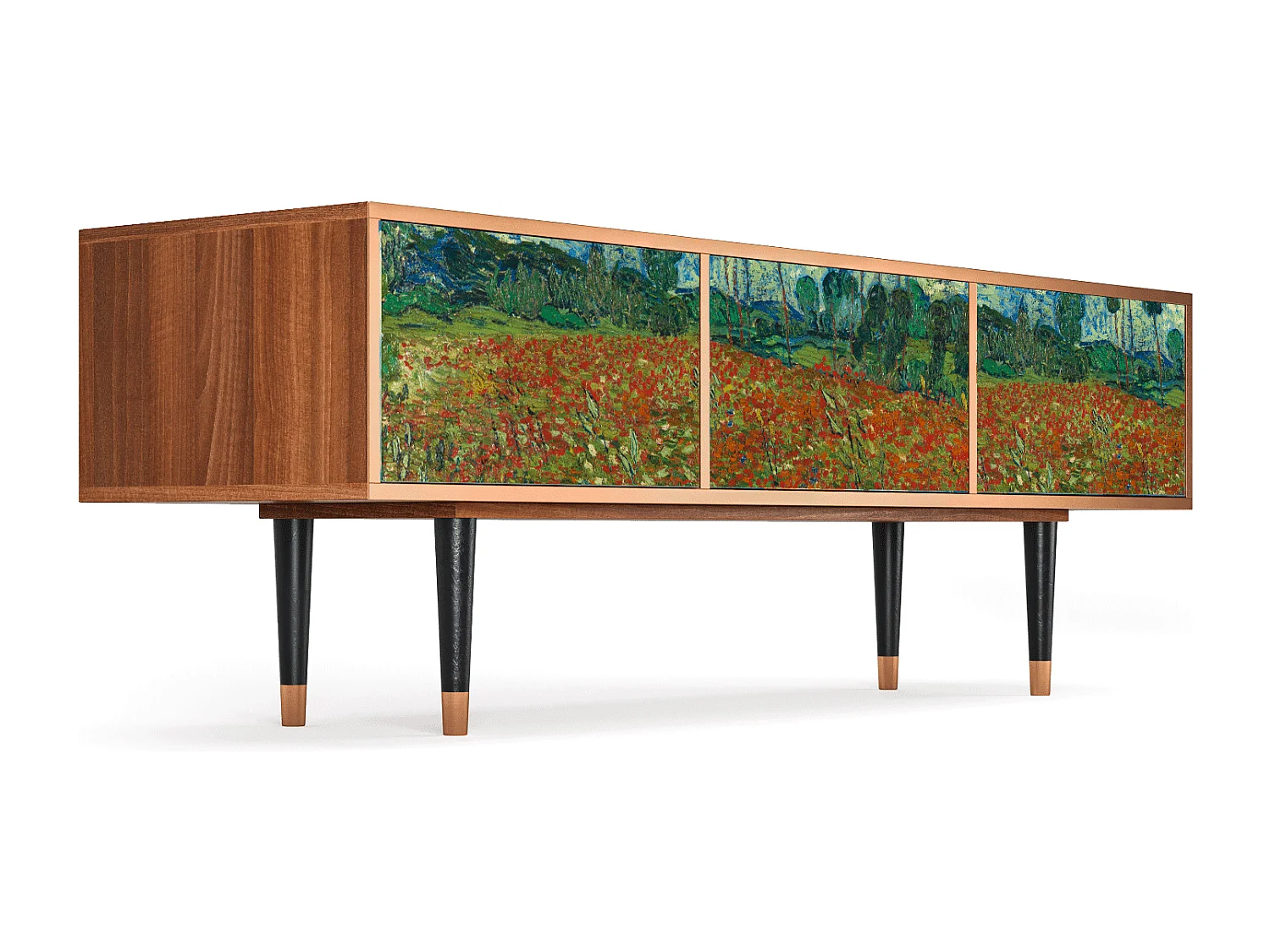 Szafka RTV - 170х59х48 cm - T4 - Poppy field by van Gogh, Orzech