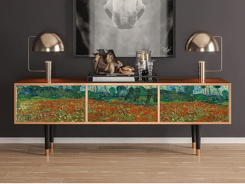 Mueble de TV - 170х59х48 cm - T4 - Poppy field by van Gogh, Nogal