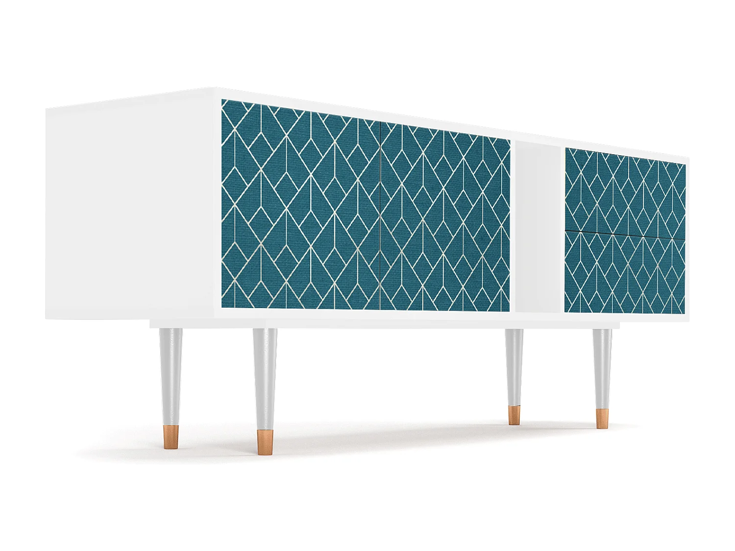 TV-meubel - 170х69х48 cm - T1 - Turquoise Geometry, Wit