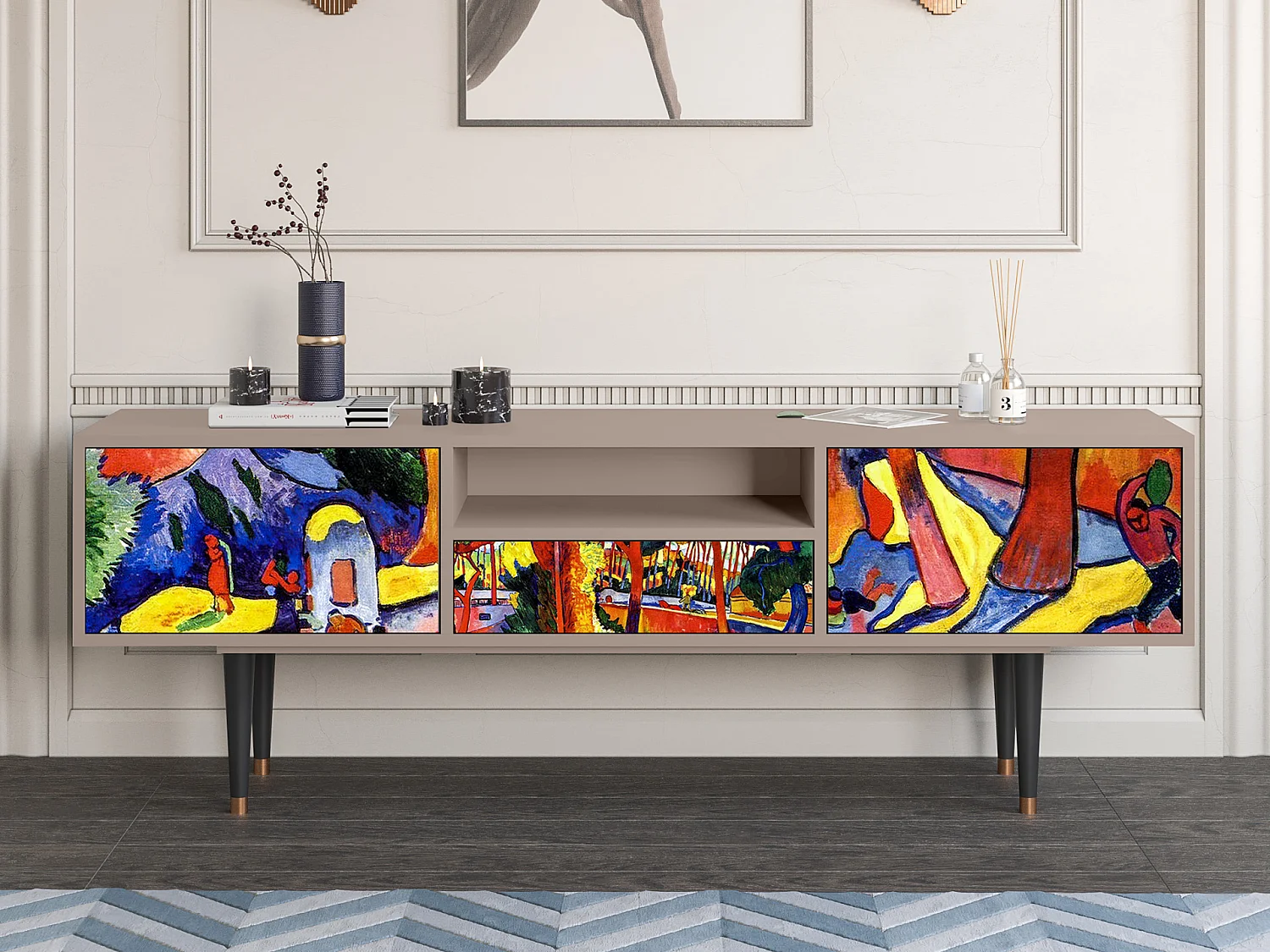 Szafka RTV - 170х59х41 cm - T6 - The Turning Road, Latte