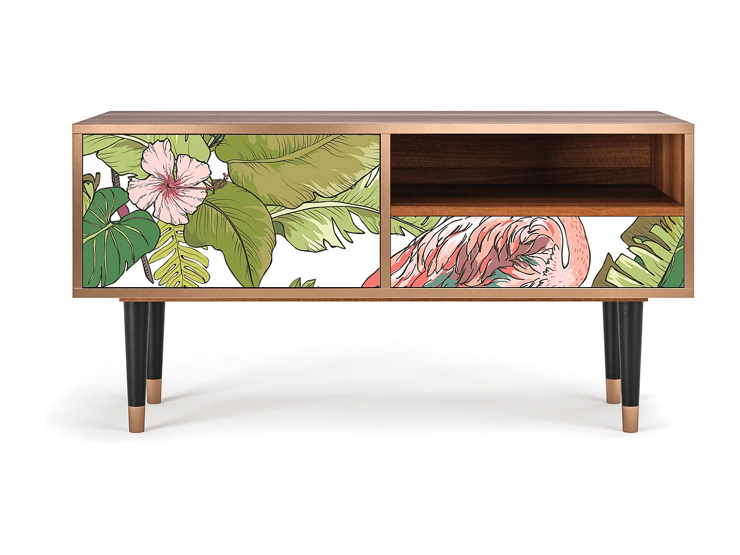 Meuble TV - 115х59х48 cm - T3 - Sweet Flamingo, Noyer