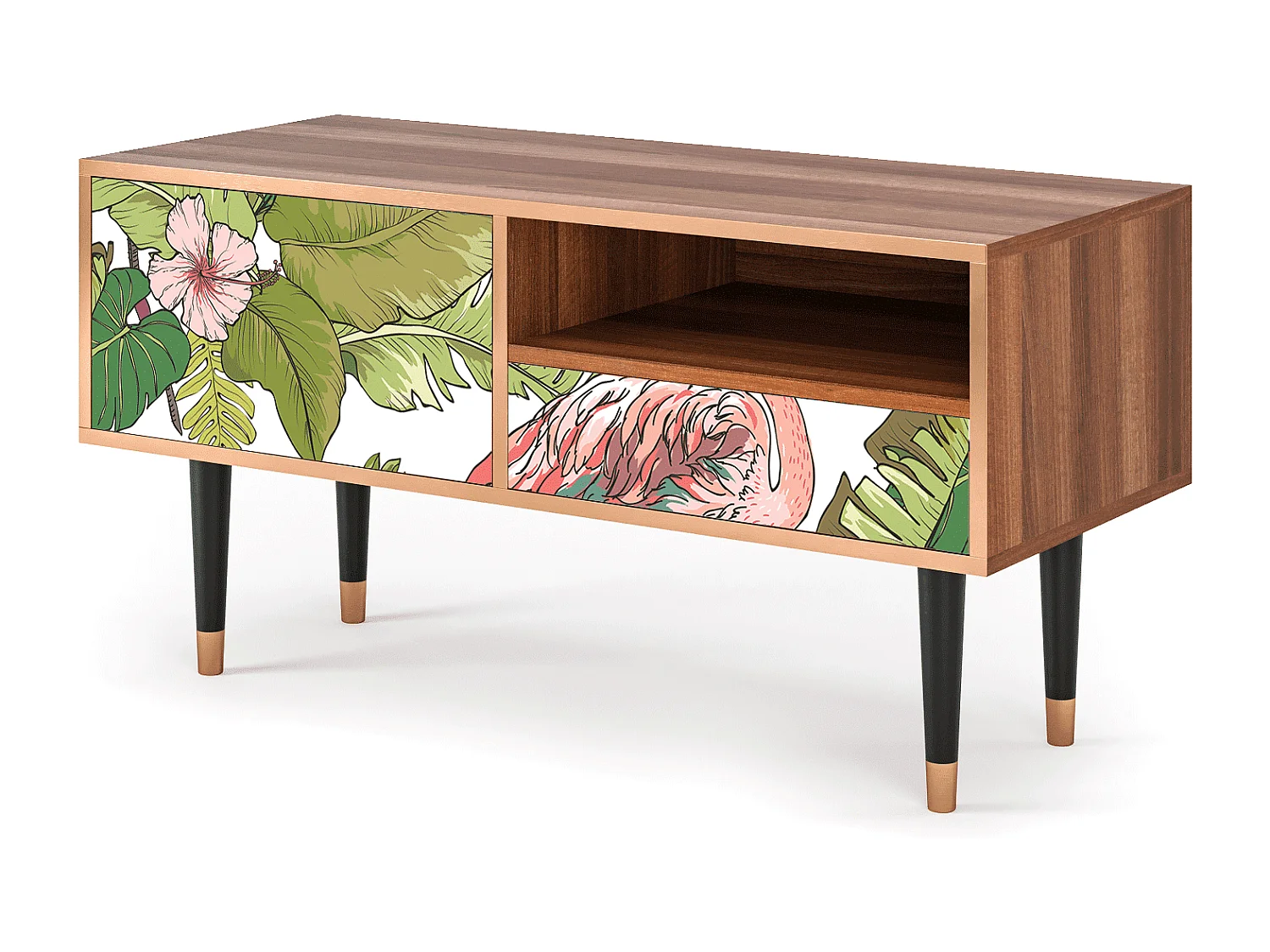 Meuble TV - 115х59х48 cm - T3 - Sweet Flamingo, Noyer