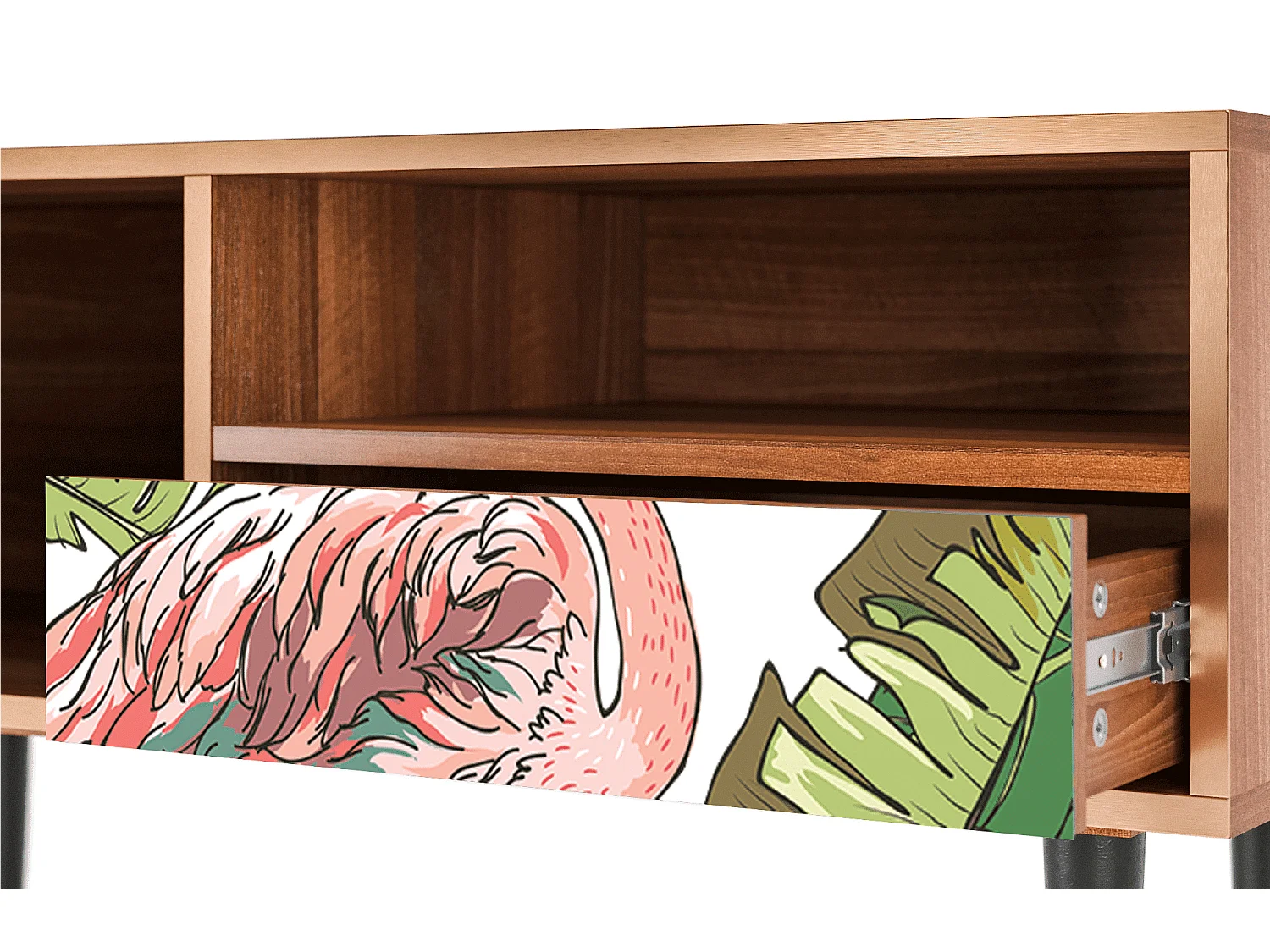 Meuble TV - 115х59х48 cm - T3 - Sweet Flamingo, Noyer