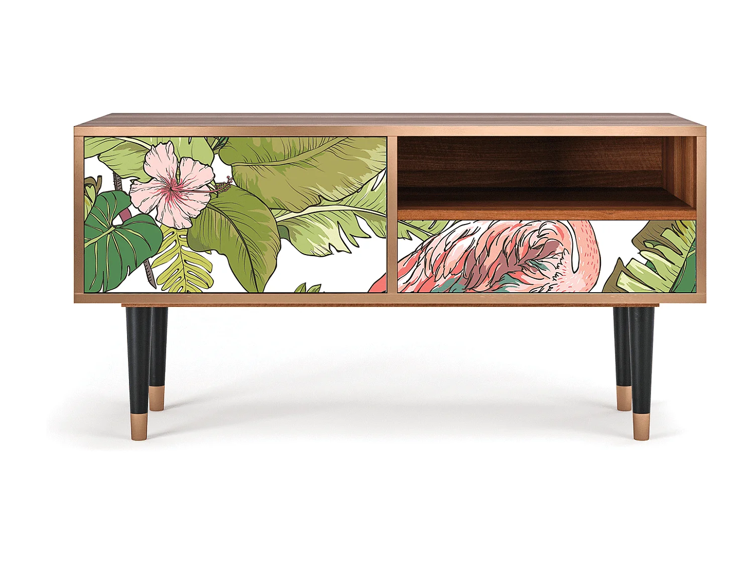 Meuble TV - 115х59х48 cm - T3 - Sweet Flamingo, Noyer