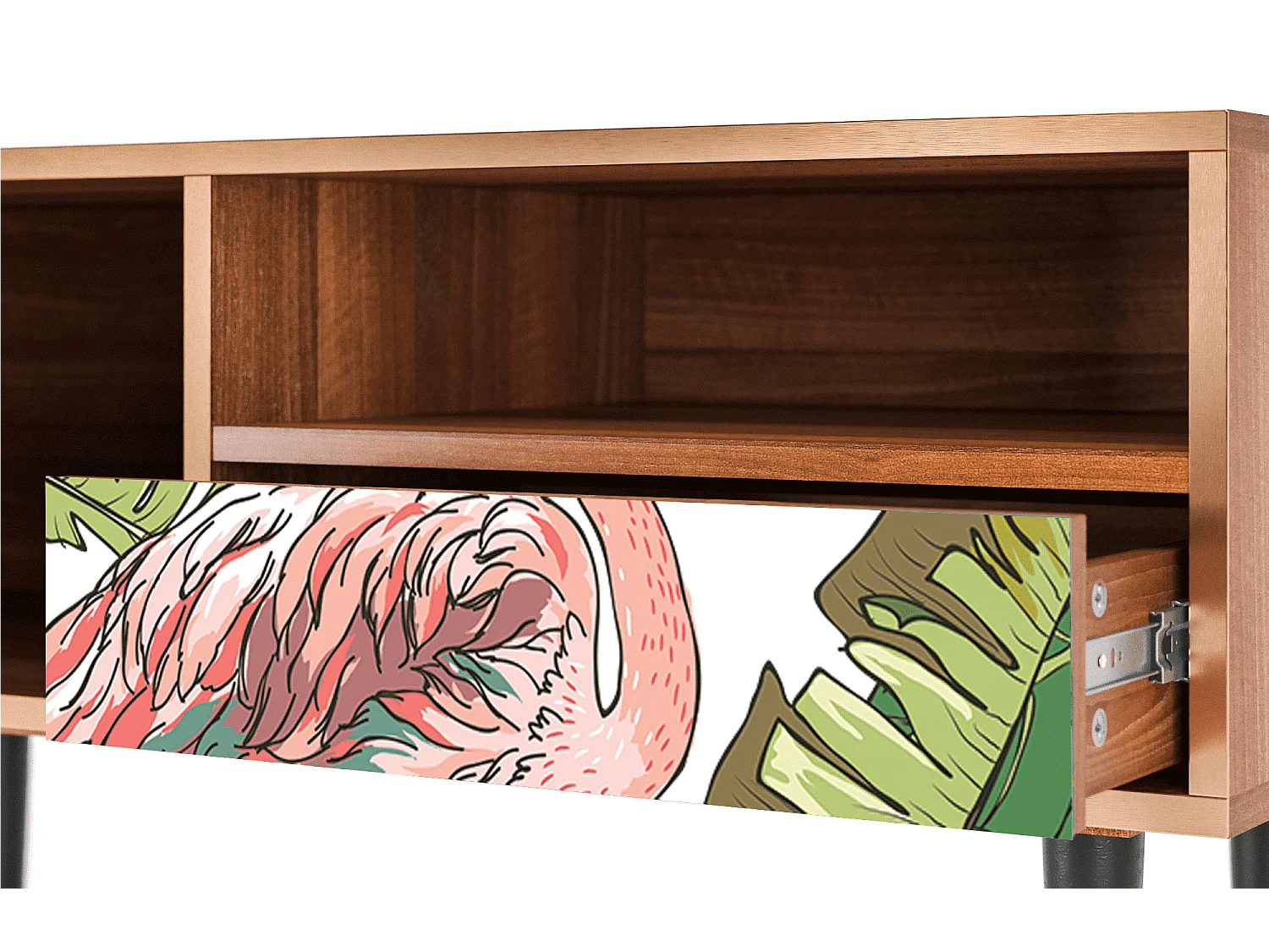 Meuble TV - 115х59х48 cm - T3 - Sweet Flamingo, Noyer