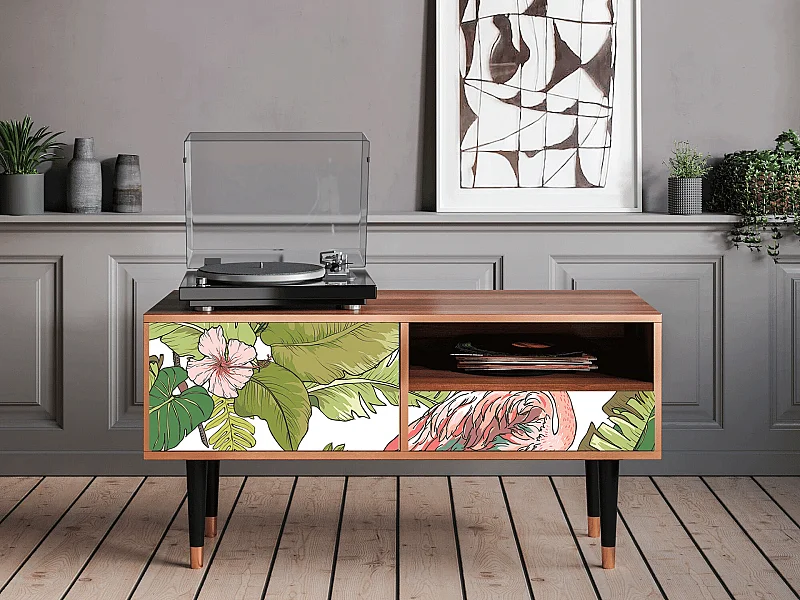 Szafka RTV - 115х59х48 cm - T3 - Sweet Flamingo, Orzech