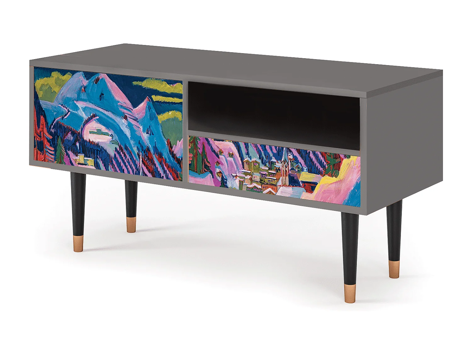 Mueble de TV - 115х59х48 cm - T3 - Davos Winter, Gris