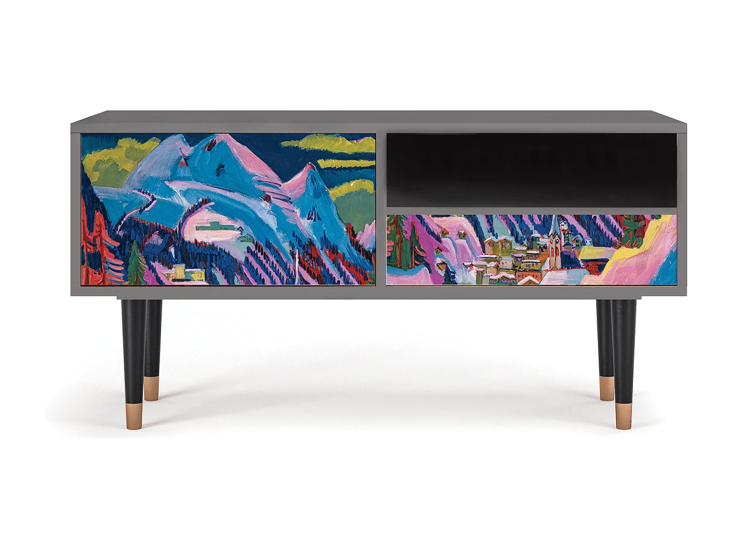 Meuble TV - 115х59х48 cm - T3 - Davos Winter, Gris