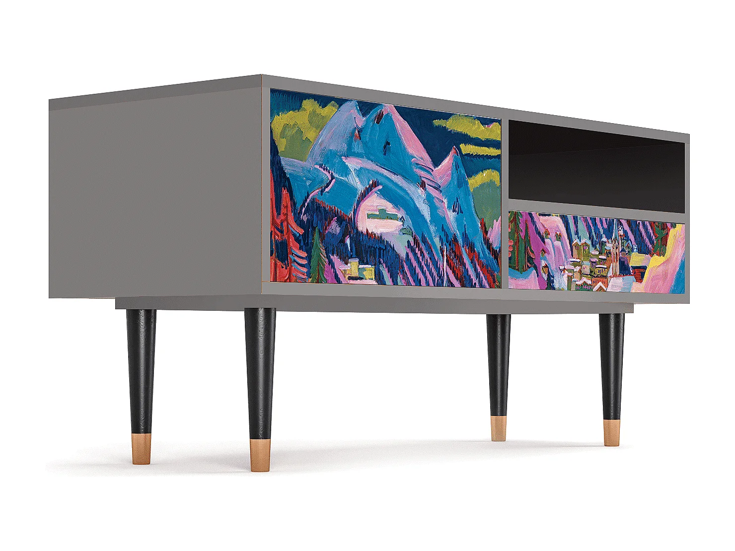 Meuble TV - 115х59х48 cm - T3 - Davos Winter, Gris