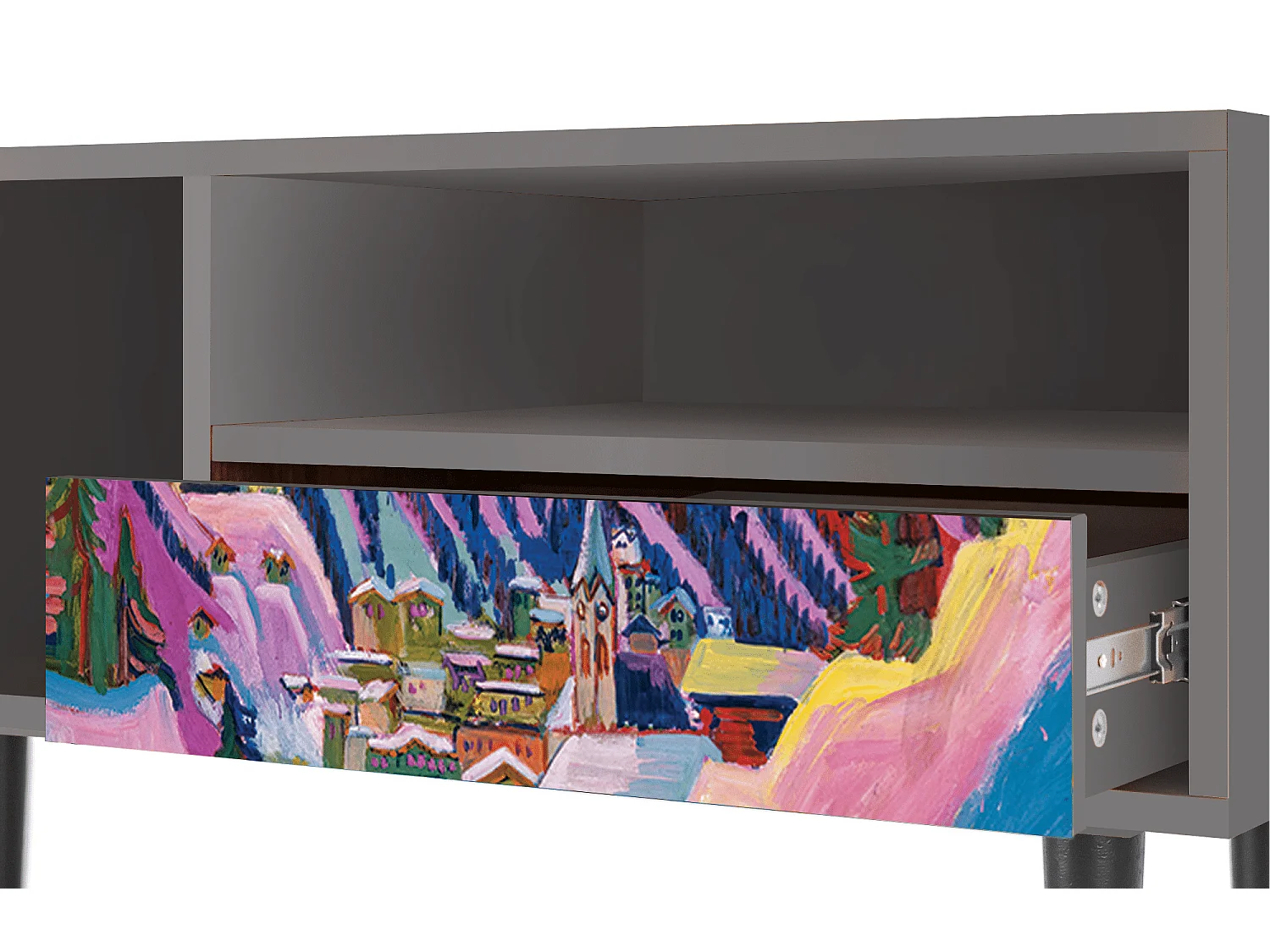 Meuble TV - 115х59х48 cm - T3 - Davos Winter, Gris