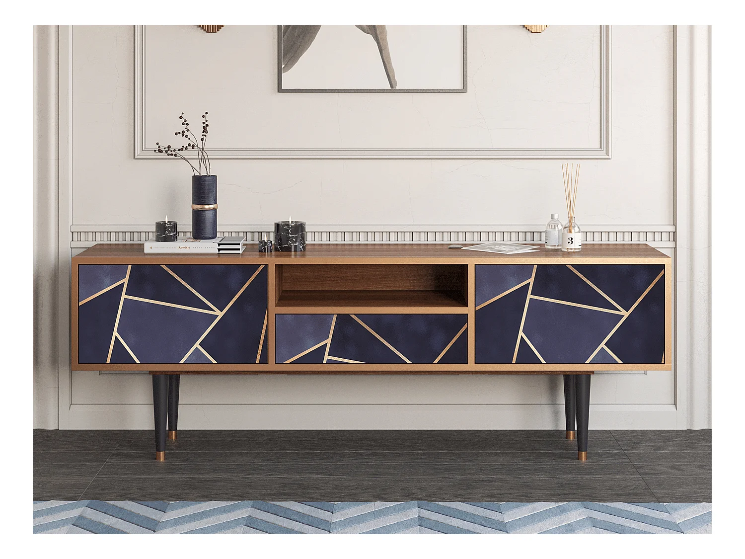 TV-Möbel - 170х59х41 cm - T6 - The Amethyst, Walnuss
